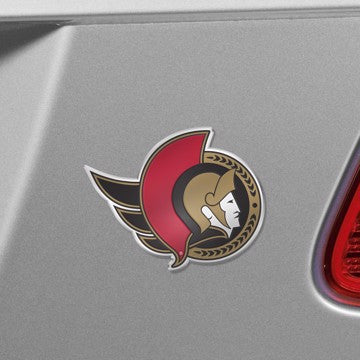 Wholesale-Ottawa Senators Embossed Color Emblem NHL Exterior Auto Accessory - Aluminum Color SKU: 60496