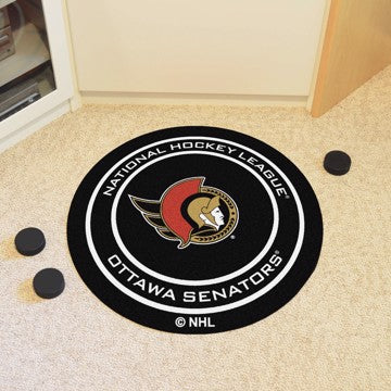 Wholesale-Ottawa Senators Puck Mat NHL Accent Rug - Round - 27" diameter SKU: 10277