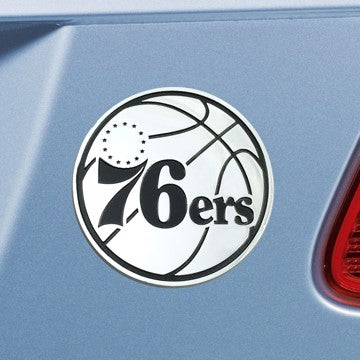 Wholesale-Philadelphia 76ers Emblem - Chome NBA Exterior Auto Accessory - Chrome Emblem - 3" x 3.2" SKU: 25085
