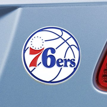 Wholesale-Philadelphia 76ers Emblem NBA Exterior Auto Accessory - Color Emblem - 3" x 3.2" SKU: 25075