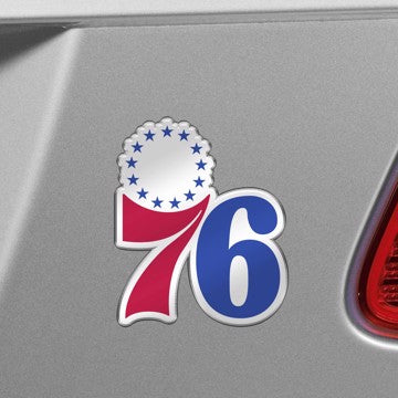 Wholesale-Philadelphia 76ers Embossed Color Emblem NBA Exterior Auto Accessory - Aluminum Color SKU: 60438