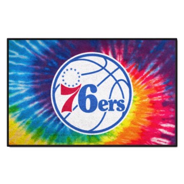 Wholesale-Philadelphia 76ers Starter Mat - Tie Dye NBA Accent Rug - 19" x 30" SKU: 34411