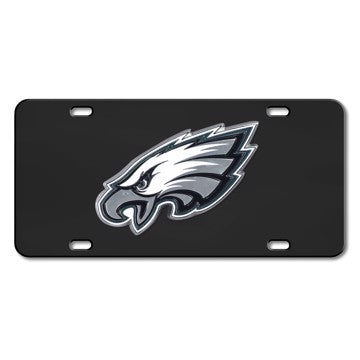 Wholesale-Philadelphia Eagles Black Diecast License Plate NFL Exterior Auto Accessory - Black Finish - 12" x 6" SKU: 33615
