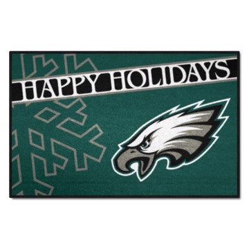 Wholesale-Philadelphia Eagles Happy Holidays Starter Mat NFL Accent Rug - 19" x 30" SKU: 17646