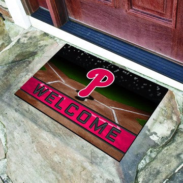 Wholesale-Philadelphia Phillies Crumb Rubber Door Mat MLB Outdoor Door Mat - 18" x 30" SKU: 21929
