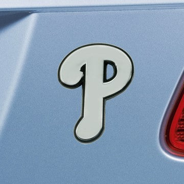Wholesale-Philadelphia Phillies Emblem - Chrome MLB Exterior Auto Accessory - Chrome Emblem - 2" x 3.2" SKU: 26680