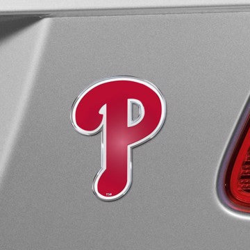 Wholesale-Philadelphia Phillies Embossed Color Emblem MLB Exterior Auto Accessory - Aluminum Color SKU: 60414