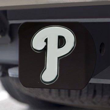 Wholesale-Philadelphia Phillies Hitch Cover MLB Chrome Emblem on Black Hitch - 3.4" x 4" SKU: 26672