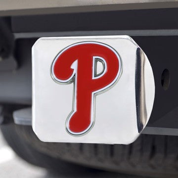 Wholesale-Philadelphia Phillies Hitch Cover MLB Color Emblem on Chrome Hitch - 3.4" x 4" SKU: 26681