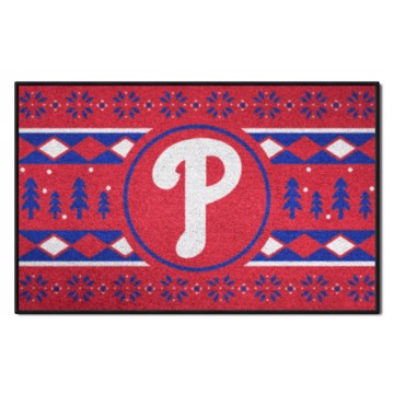 Wholesale-Philadelphia Phillies Holiday Sweater Starter Mat MLB Accent Rug - 19" x 30" SKU: 26409