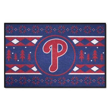 Wholesale-Philadelphia Phillies Holiday Sweater Starter Mat MLB Accent Rug - 19" x 30" SKU: 29056