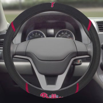 Wholesale-Philadelphia Phillies Steering Wheel Cover MLB Universal Fit - 15" x 15" SKU: 26677