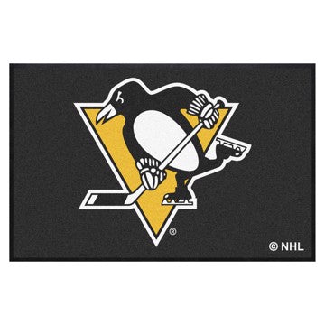 Wholesale-Pittsburgh Penguins 4X6 High-Traffic Mat with Rubber Backing NHL Commercial Mat - Landscape Orientation - Indoor - 43" x 67" SKU: 12877
