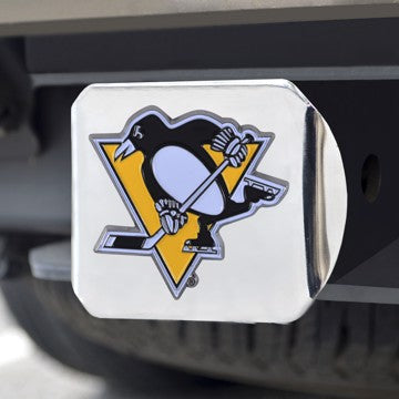 Wholesale-Pittsburgh Penguins Hitch Cover NHL Color Emblem on Chrome Hitch - 3.4" x 4" SKU: 22786
