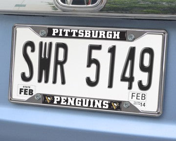 Wholesale-Pittsburgh Penguins License Plate Frame NHL Exterior Auto Accessory - 6.25" x 12.25" SKU: 14886