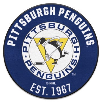 Wholesale-Pittsburgh Penguins Roundel Mat - Retro Collection NHL Accent Rug - Round - 27" diameter SKU: 35567
