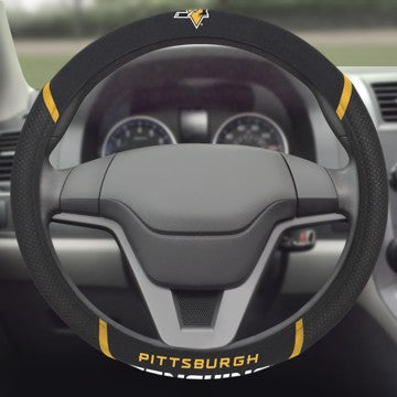 Wholesale-Pittsburgh Penguins Steering Wheel Cover NHL Universal Fit - 15" x 15" SKU: 14885