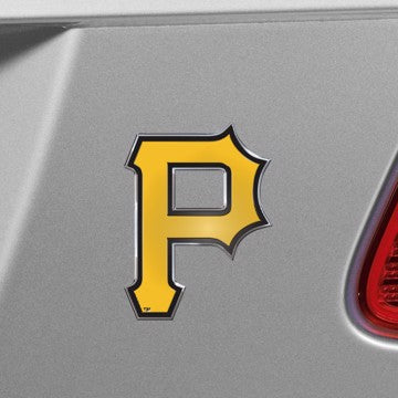 Wholesale-Pittsburgh Pirates Embossed Color Emblem MLB Exterior Auto Accessory - Aluminum Color SKU: 60415
