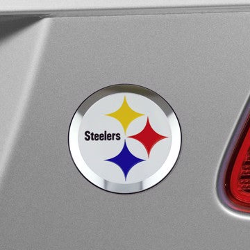 Wholesale-Pittsburgh Steelers Embossed Color Emblem NFL Exterior Auto Accessory - Aluminum Color SKU: 60468