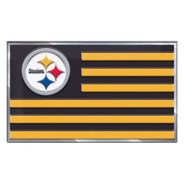 Wholesale-Pittsburgh Steelers Embossed State Flag Emblem NFL Exterior Auto Accessory - Aluminum Color SKU: 60918