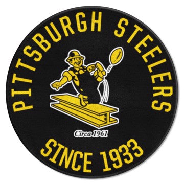 Wholesale-Pittsburgh Steelers Roundel Mat - Retro Collection NFL Accent Rug - Round - 27" diameter SKU: 32661