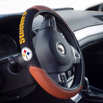 Wholesale-Pittsburgh Steelers Sports Grip Steering Wheel Cover NFL Universal Fit - 14.5" to 15.5" SKU: 62106