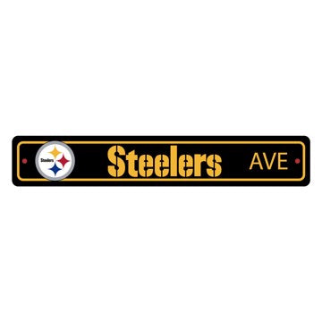 Wholesale-Pittsburgh Steelers Team Color Street Sign Décor 4in. X 24in. Lightweight NFL Lightweight Décor - 4" X 24" SKU: 32226