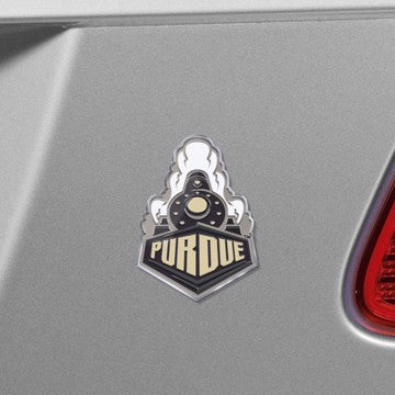 Wholesale-Purdue Embossed Color Emblem 2 Purdue University Embossed Color Emblem 2 3.25” x 3.25 - "Train" Logo SKU: 60655