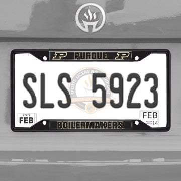 Wholesale-Purdue University License Plate Frame - Black Purdue - NCAA - Black Metal License Plate Frame SKU: 31279