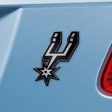 Wholesale-San Antonio Spurs Emblem - Chrome NBA Exterior Auto Accessory - Chrome Emblem - 2.5" x 3.2" SKU: 14893