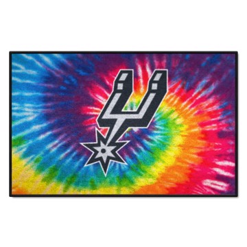 Wholesale-San Antonio Spurs Starter Mat - Tie Dye NBA Accent Rug - 19" x 30" SKU: 34419