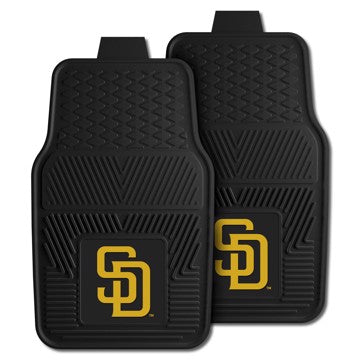 Wholesale-San Diego Padres 2-pc Vinyl Car Mat Set MLB Auto Floor Mat - 2 piece Set - 17" x 27" SKU: 8847