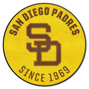 Wholesale-San Diego Padres Roundel Mat - Retro Collection MLB Accent Rug - Round - 27" diameter SKU: 1999