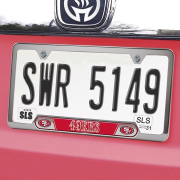 Wholesale-San Francisco 49ers Embossed License Plate Frame NFL Exterior Auto Accessory - 6.25" x 12.25" SKU: 61966