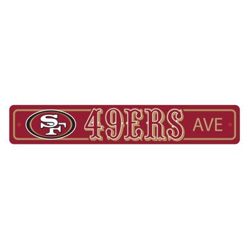 Wholesale-San Francisco 49ers Team Color Street Sign Décor 4in. X 24in. Lightweight NFL Lightweight Décor - 4" X 24" SKU: 32227
