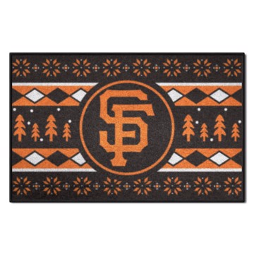 Wholesale-San Francisco Giants Holiday Sweater Starter Mat MLB Accent Rug - 19" x 30" SKU: 26412