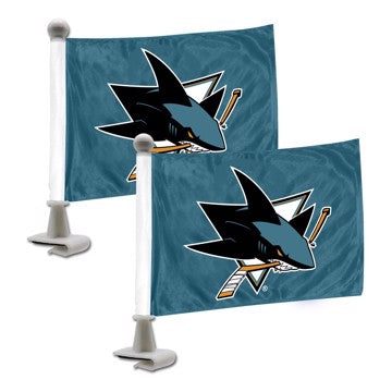 Wholesale-San Jose Sharks Ambassador Flags NHL Mini Suto Flags - 2 Piece - 4" x 6" SKU: 61890