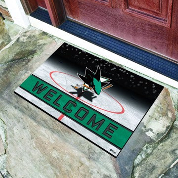 Wholesale-San Jose Sharks Crumb Rubber Door Mat NHL Outdoor Door Mat - 18" x 30" SKU: 21285