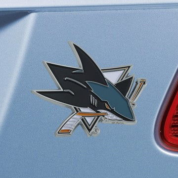 Wholesale-San Jose Sharks Emblem NHL Exterior Auto Accessory - Color Emblem - 2" x 3.2" SKU: 25088