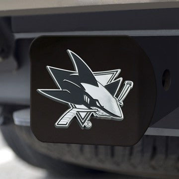 Wholesale-San Jose Sharks Hitch Cover NHL Chrome Emblem on Black Hitch - 3.4" x 4" SKU: 25086