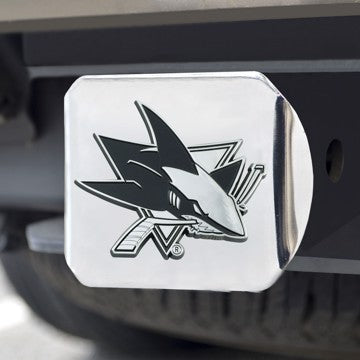 Wholesale-San Jose Sharks Hitch Cover NHL Chrome Emblem on Chrome Hitch - 3.4" x 4" SKU: 25092