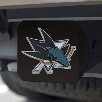 Wholesale-San Jose Sharks Hitch Cover NHL Color Emblem on Black Hitch - 3.4" x 4" SKU: 25090