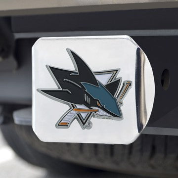Wholesale-San Jose Sharks Hitch Cover NHL Color Emblem on Chrome Hitch - 3.4" x 4" SKU: 25091