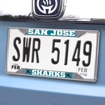 Wholesale-San Jose Sharks License Plate Frame NHL Exterior Auto Accessory - 6.25" x 12.25" SKU: 25093