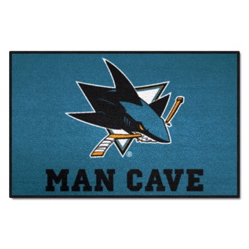Wholesale-San Jose Sharks Man Cave Starter NHL Accent Rug - 19" x 30" SKU: 14482