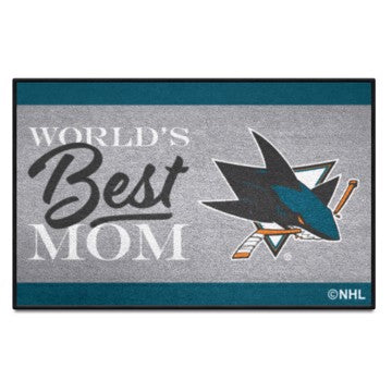 Wholesale-San Jose Sharks Starter Mat - World's Best Mom NHL Accent Rug - 19" x 30" SKU: 34160