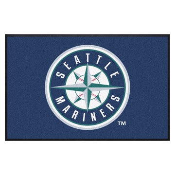 Wholesale-Seattle Mariners 4X6 High-Traffic Mat with Durable Rubber Backing MLB Commercial Mat - Landscape Orientation - Indoor - 43" x 67" SKU: 9648