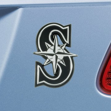 Wholesale-Seattle Mariners Emblem - Chrome MLB Exterior Auto Accessory - Chrome Emblem - 2" x 3.2" SKU: 26714