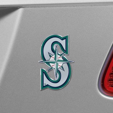 Wholesale-Seattle Mariners Embossed Color Emblem MLB Exterior Auto Accessory - Aluminum Color SKU: 60418