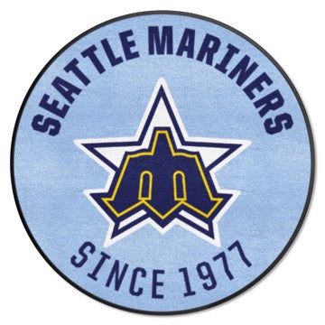 Wholesale-Seattle Mariners Roundel Mat - Retro Collection MLB Accent Rug - Round - 27" diameter SKU: 2116